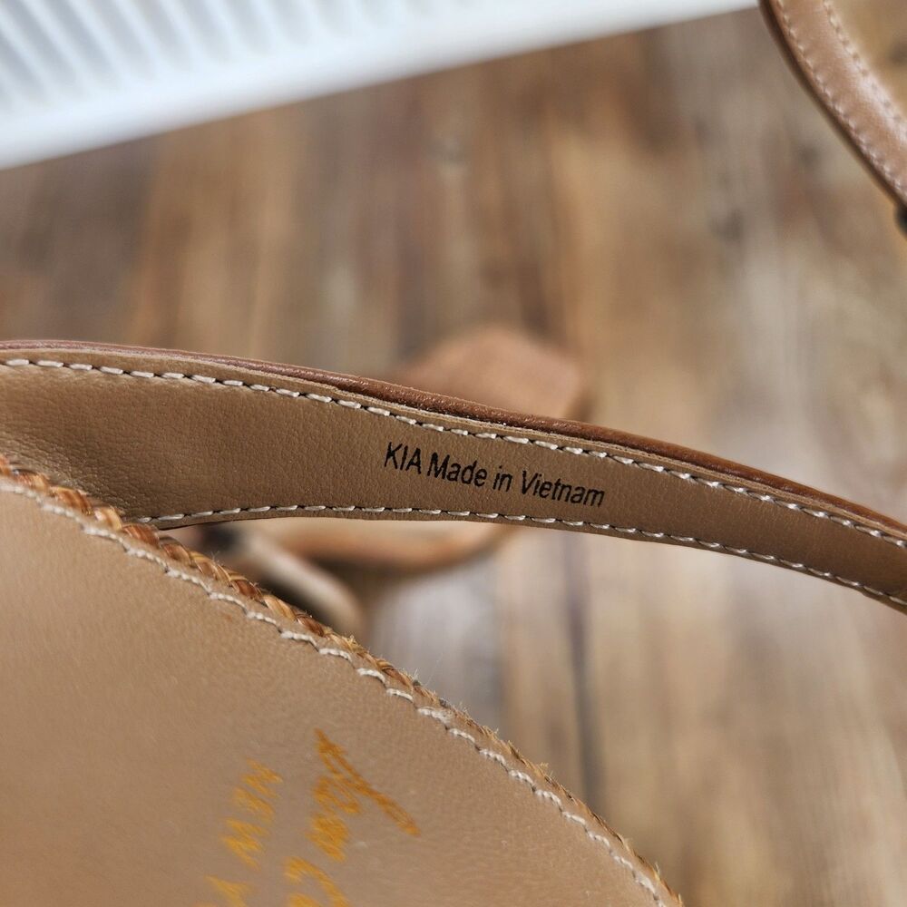 Sam Edelman Kia Block Heel Leather Sandals Womens Size 8.5 M Cognac Brown Heels - Picture 10 of 11
